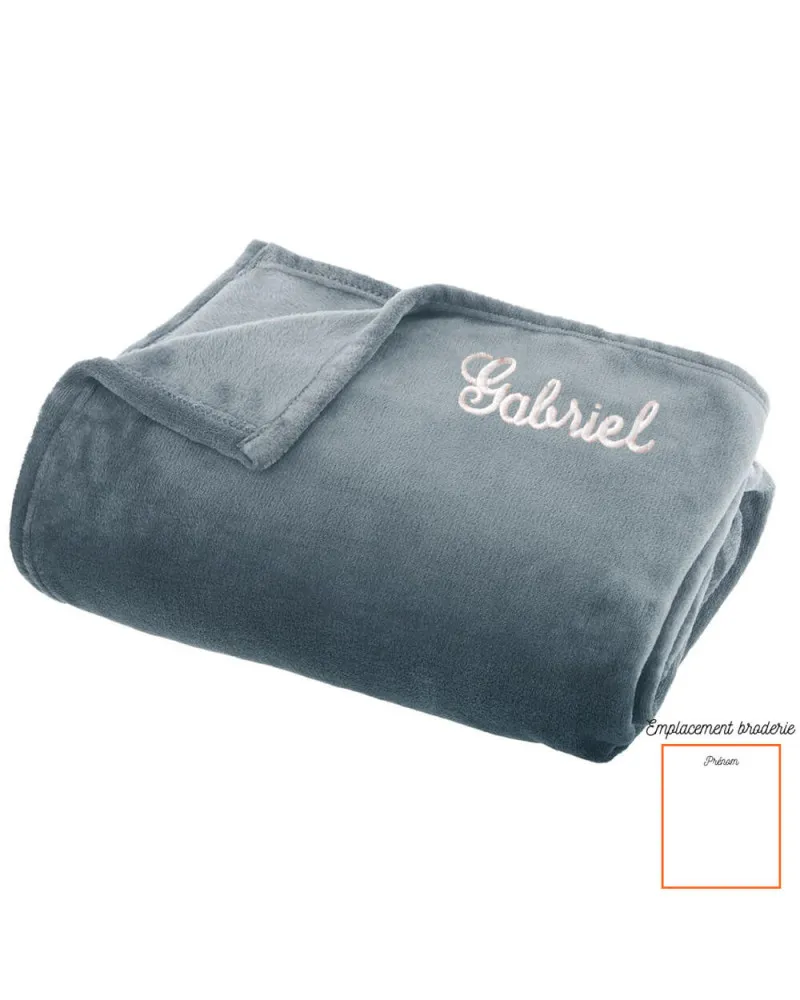 Plaid flanelle uni orage personnalisé (125x150)