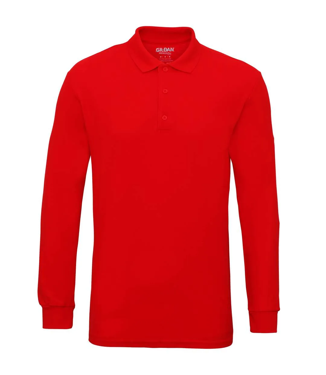 Polo à manches longues homme rouge Gildan