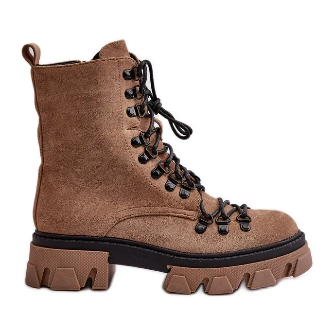 PS1 Bottes en daim chaudes nouées marron Pierro brun