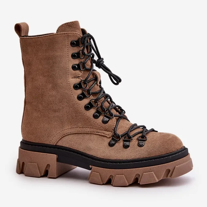 PS1 Bottes en daim chaudes nouées marron Pierro brun