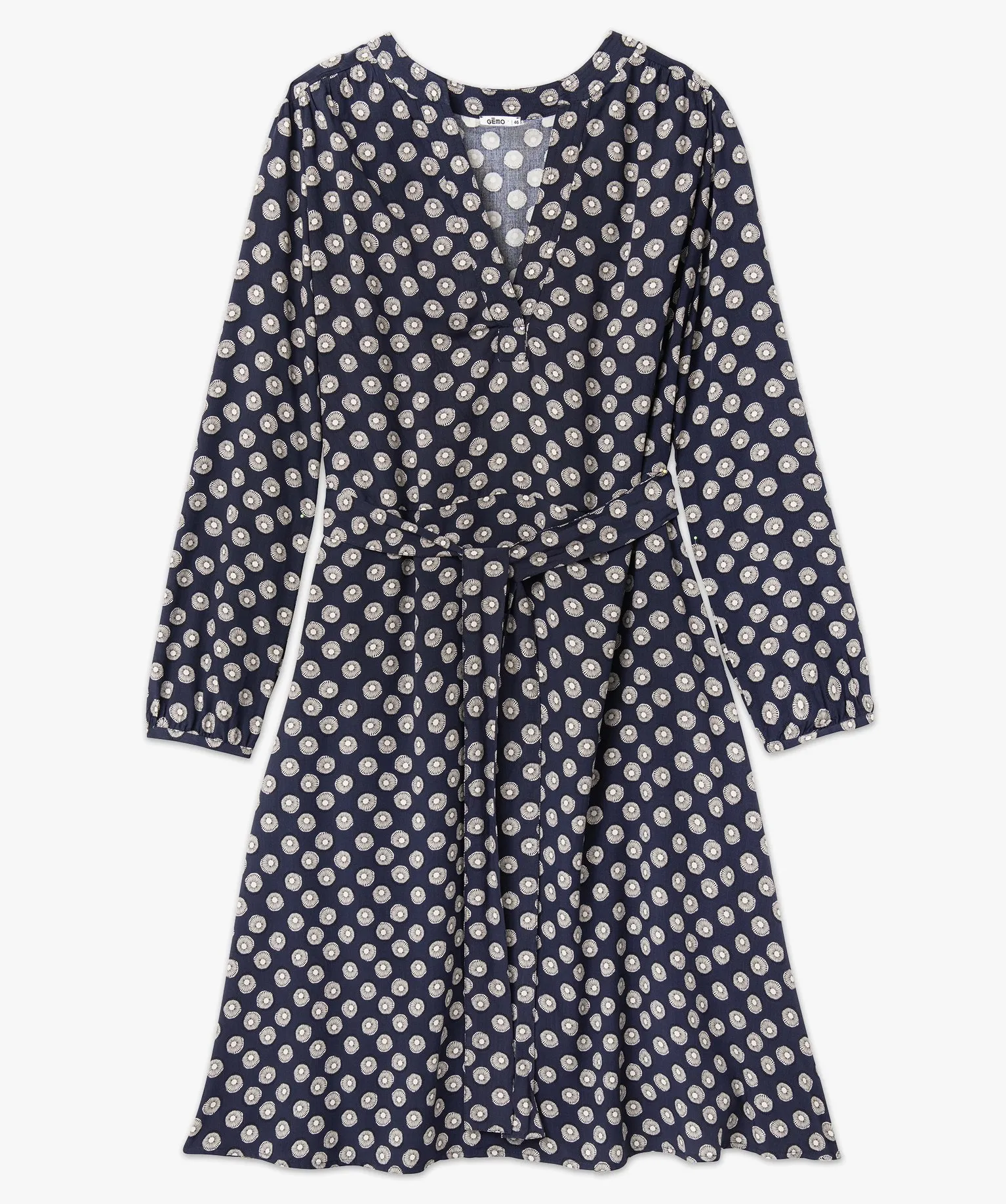 robe a manches longues a motifs fleuris femme grande taille bleu robes