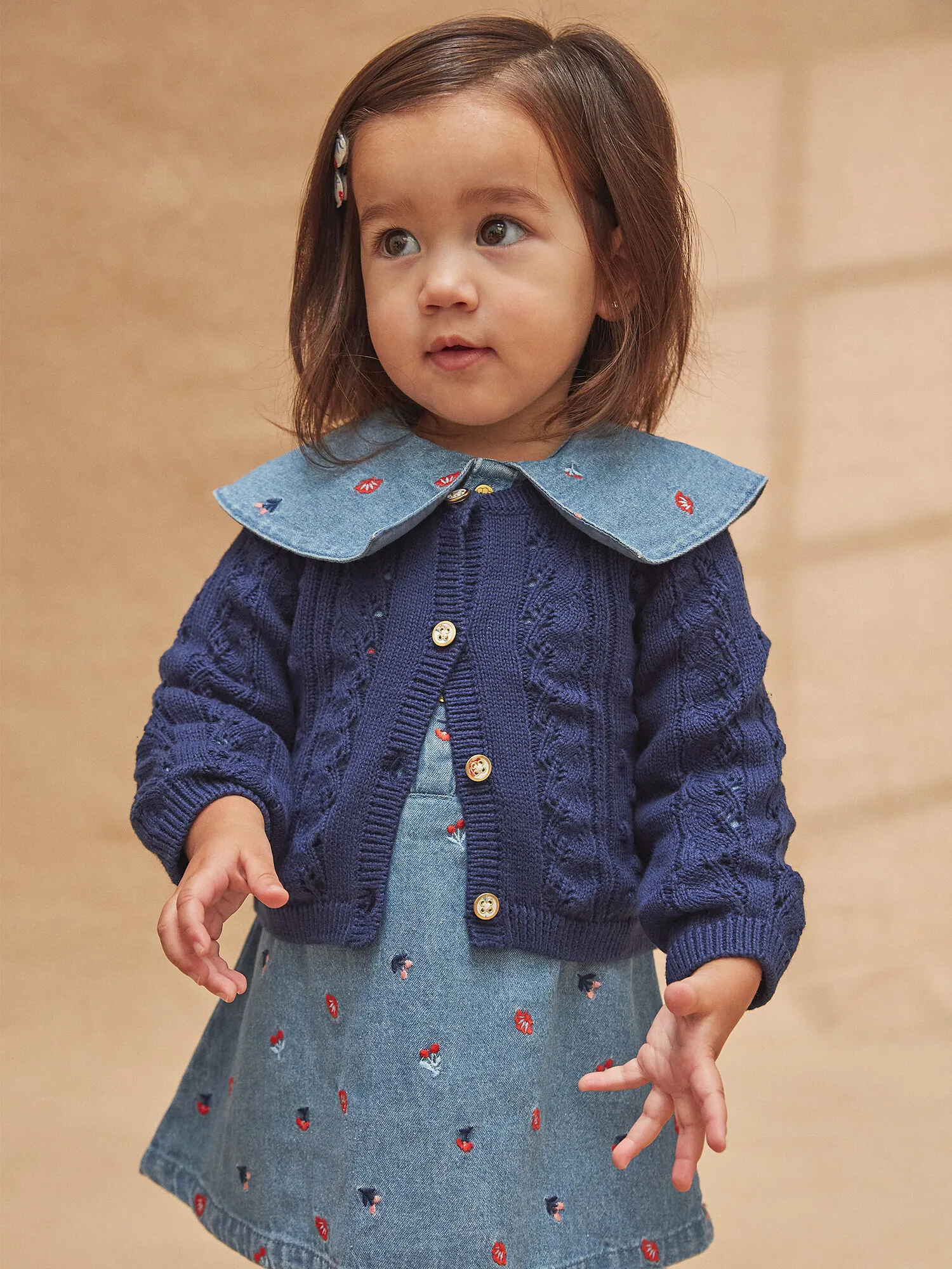 Robe en denim avec col claudine