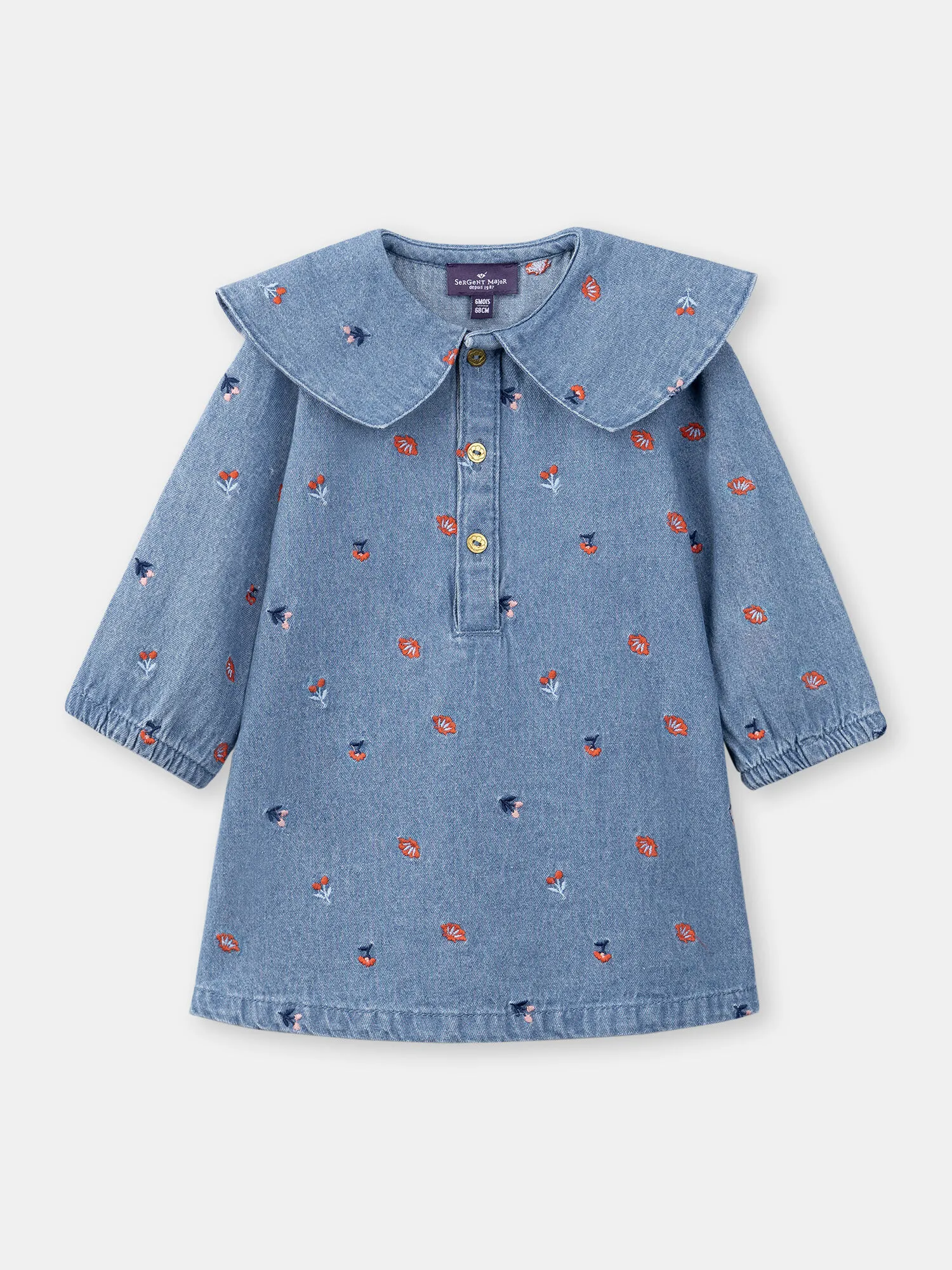 Robe en denim avec col claudine