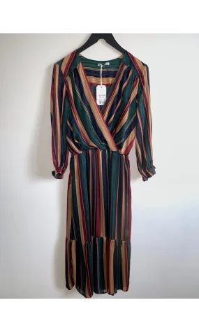 Robe longue à rayures, cache coeur -  Morango, vêtements pour femme