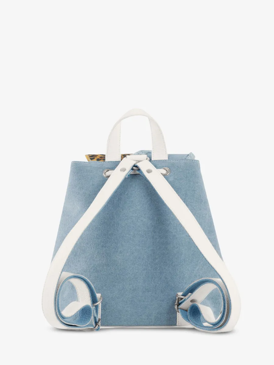 SAC À DOS EN CUIR LÉOPARD ET BLANC LeBaroudeur Chimère - Denim / Blanc