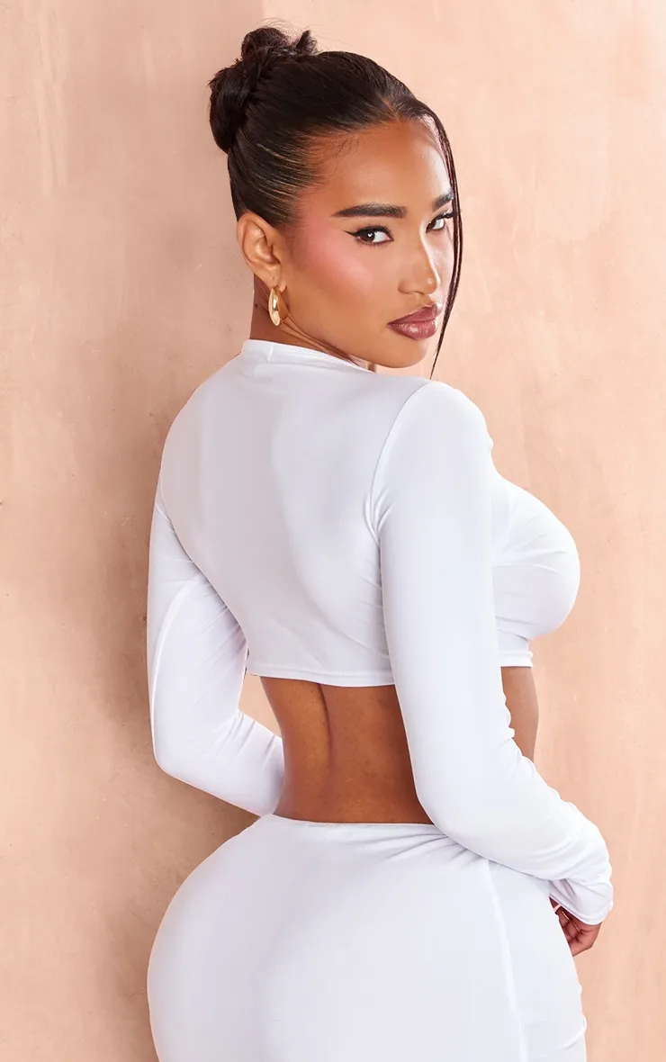 Shape Crop top moulant blanc à manches longues