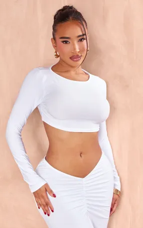 Shape Crop top moulant blanc à manches longues