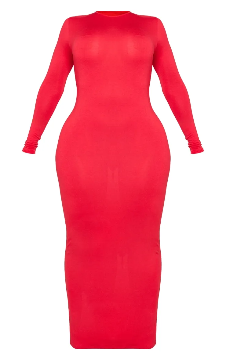 Shape Robe longue rouge douce à manches longues