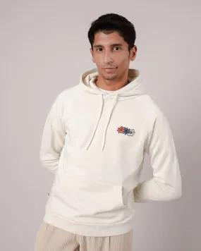 Sweat à capuche en coton bio | imprimé écru "flower hoodie sand" homme