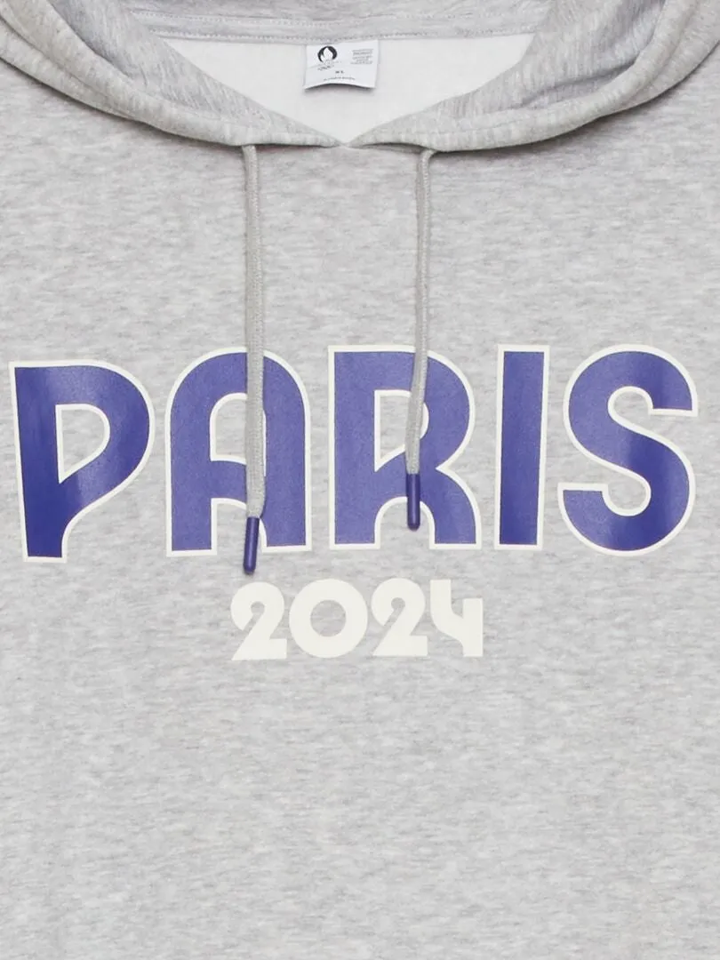 Sweat à capuche en en molleton - Paris 2024 - Gris