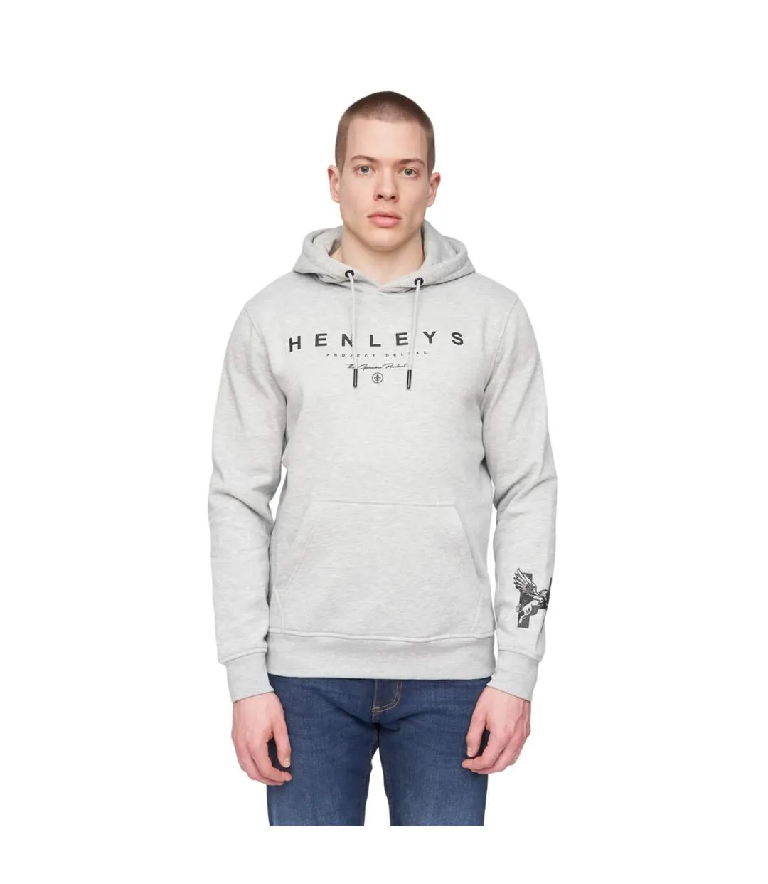 Sweat à capuche hentyme homme gris chiné Henleys