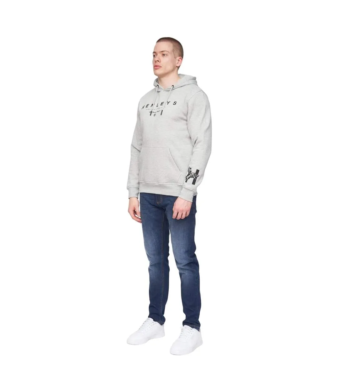 Sweat à capuche hentyme homme gris chiné Henleys