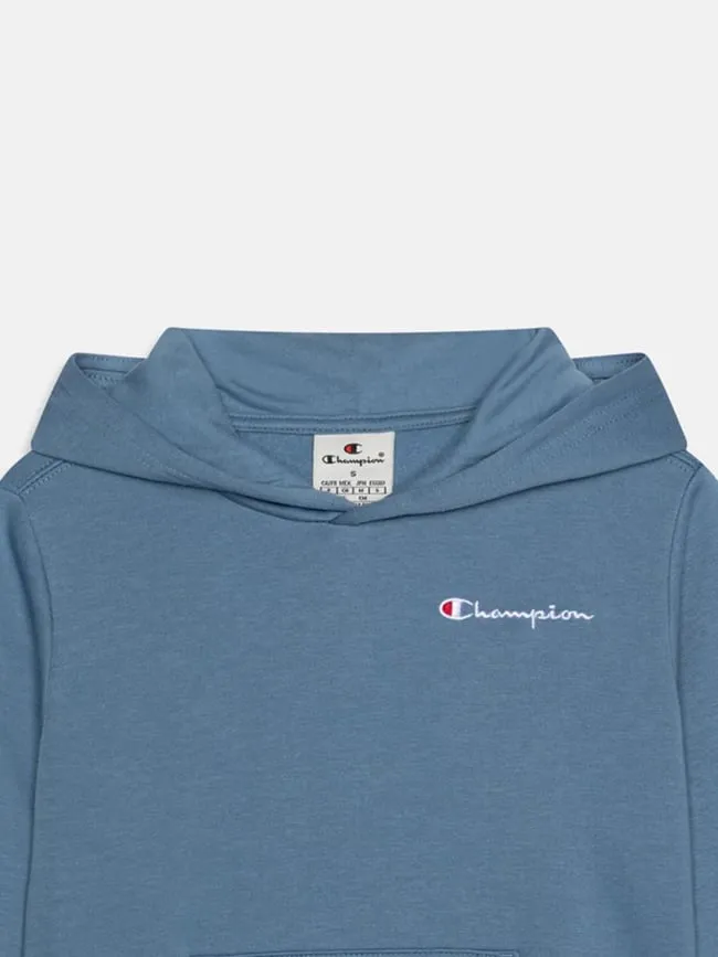 Sweat à capuche petit logo brodé bleu enfant - Champion | wimod