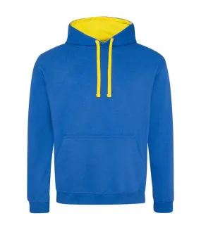 Sweat à capuche varsity femme bleu roi / jaune Awdis