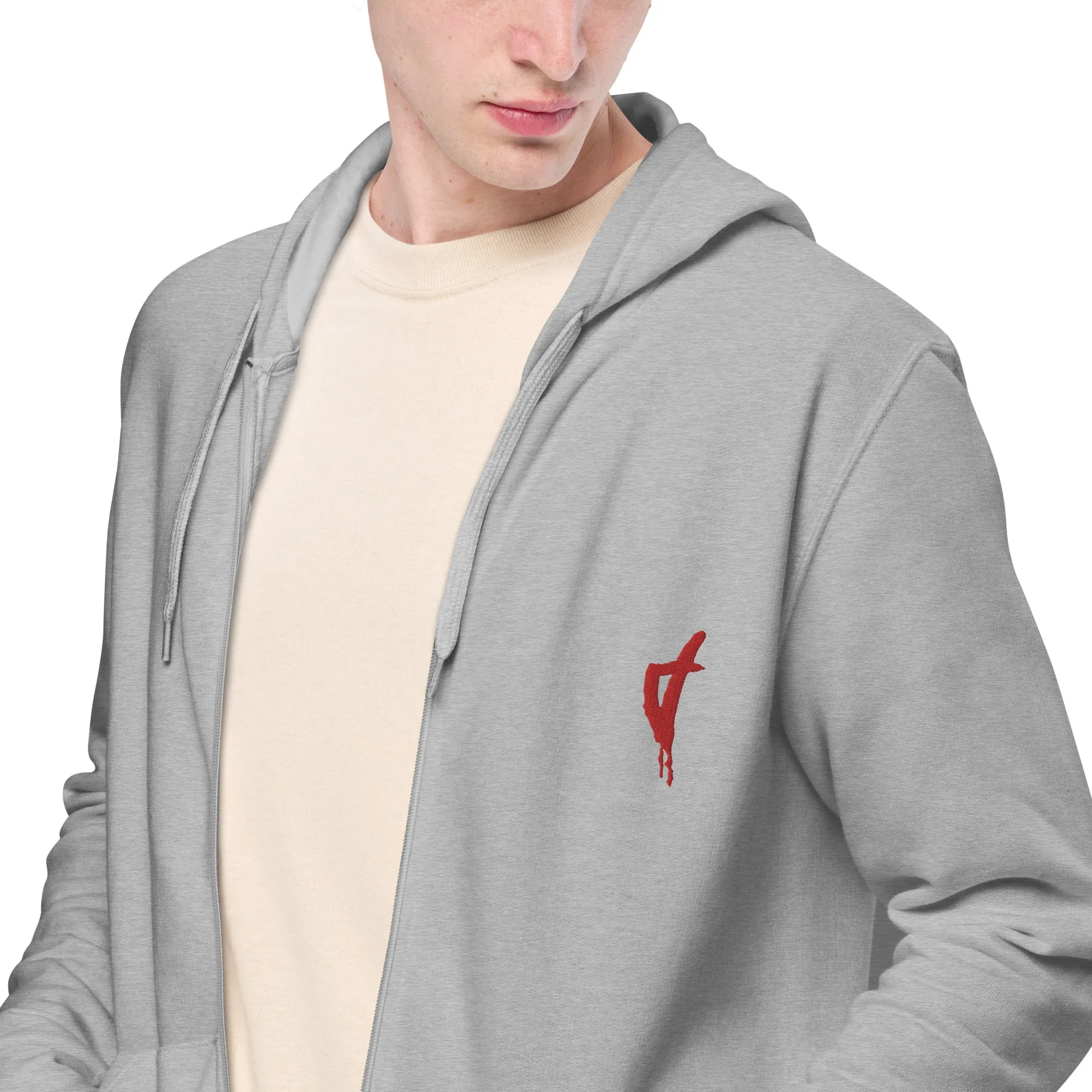 Sweat à capuche zippé Brodé unisexe Corse Rouge