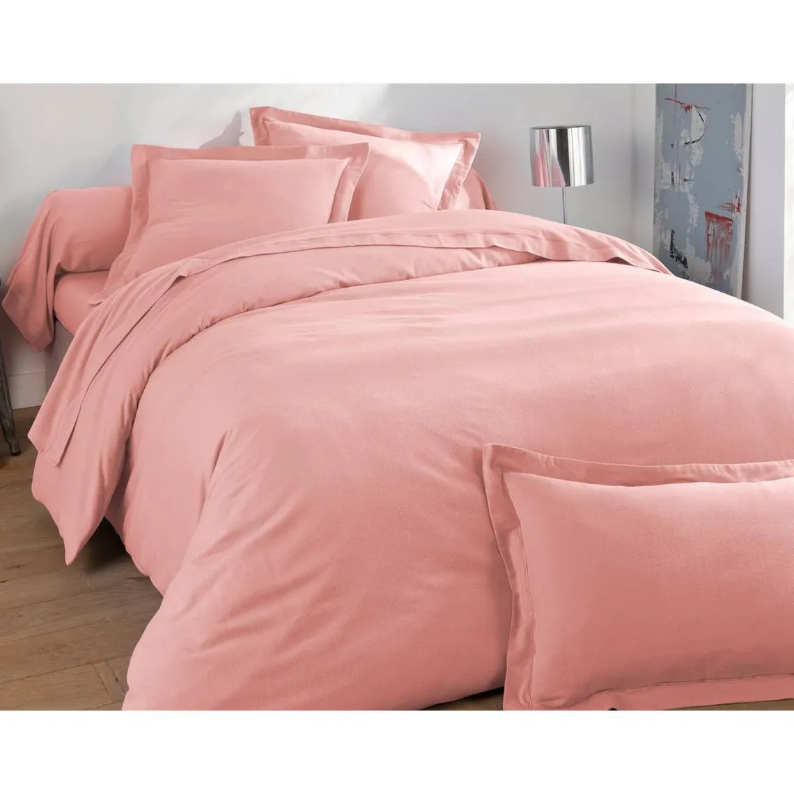 Taie de traversin FLANELLE UNI rose poudre en flanelle | 3 Suisses