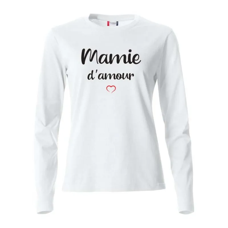 Tee-Shirt Manches Longues Mamie d'Amour Taille M Couleur Blanc