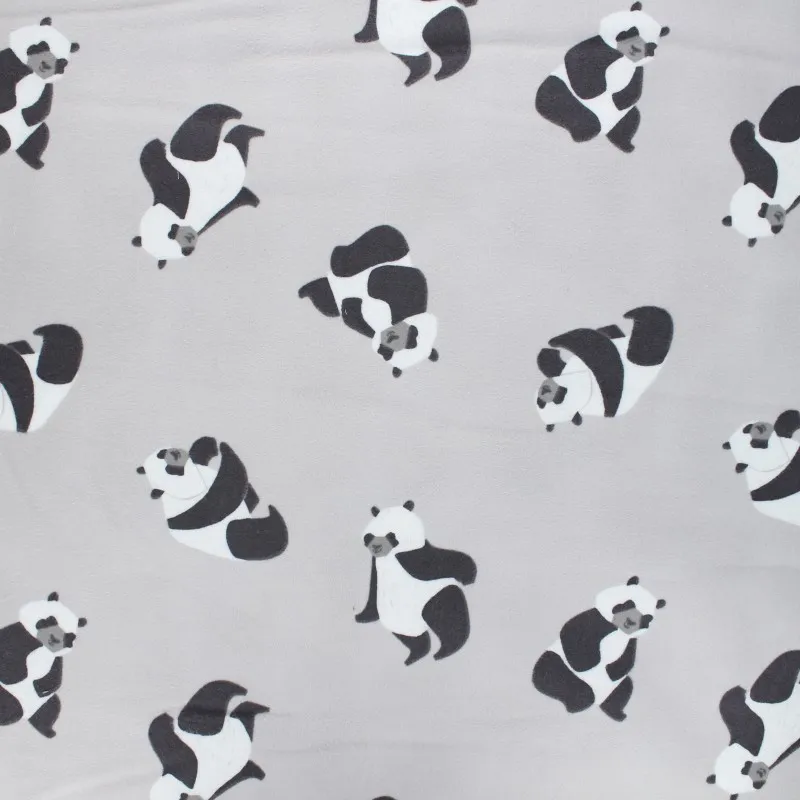 Tissu flanelle Dear Stella New here - Pandas - gris