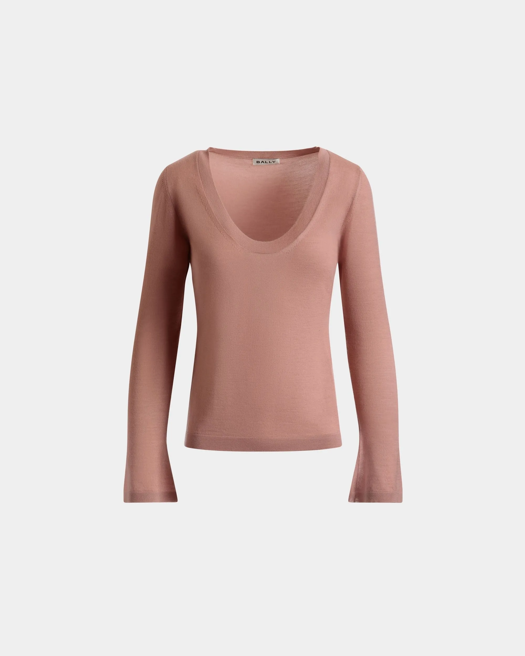 Top À Col En V En Maille De Cachemire Baby Pink