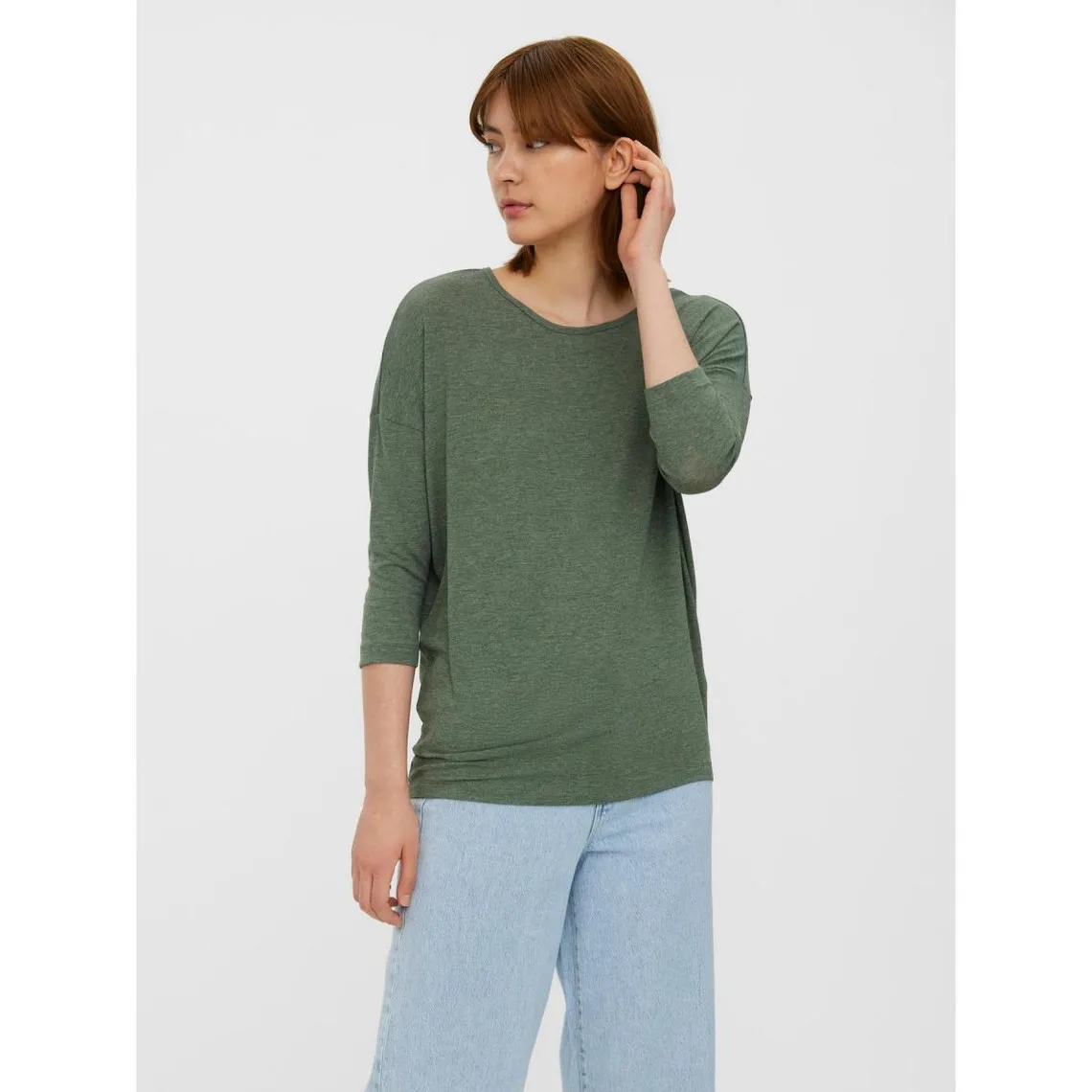 Tops Stretch Fit Col rond Manches longues vert Pey | 3 Suisses