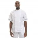 Veste de boulanger blanche liseré bordeaux MC ou ML - MANELLI