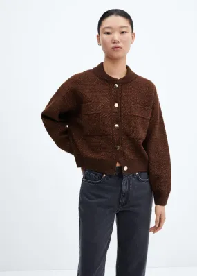 Vestes Et Blazers | Femme MANGO Cardigan Poches Style Bomber Marron