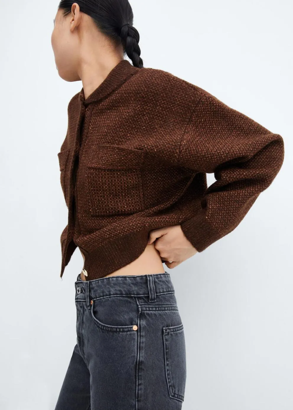 Vestes Et Blazers | Femme MANGO Cardigan Poches Style Bomber Marron