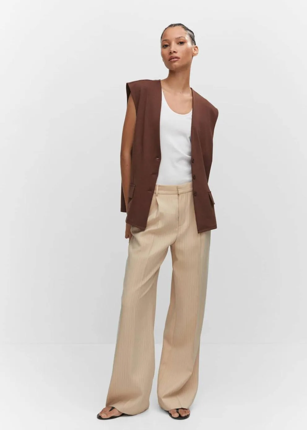 Vestes Et Blazers | Femme MANGO Gilet Droit Oversize Chocolat