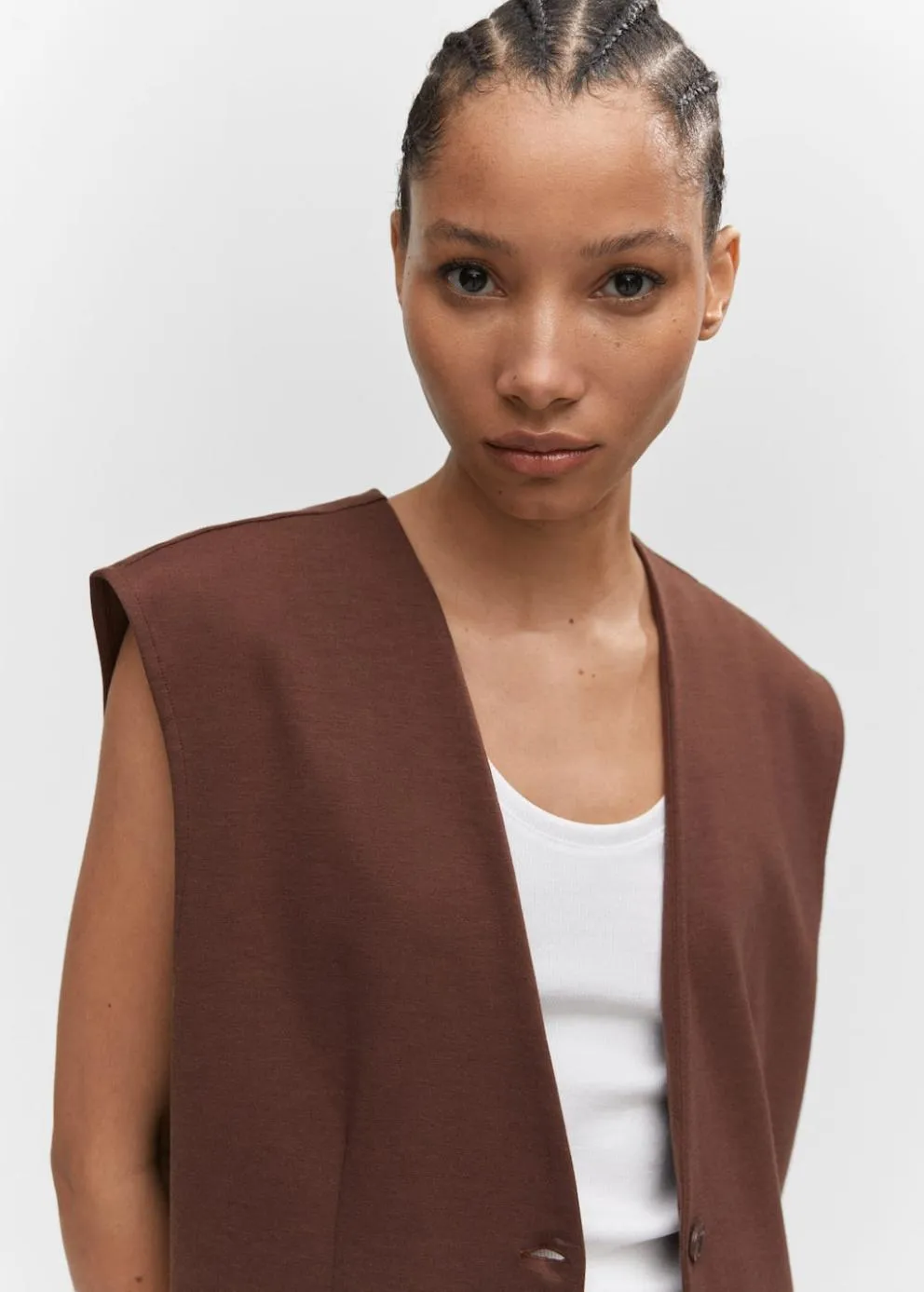 Vestes Et Blazers | Femme MANGO Gilet Droit Oversize Chocolat